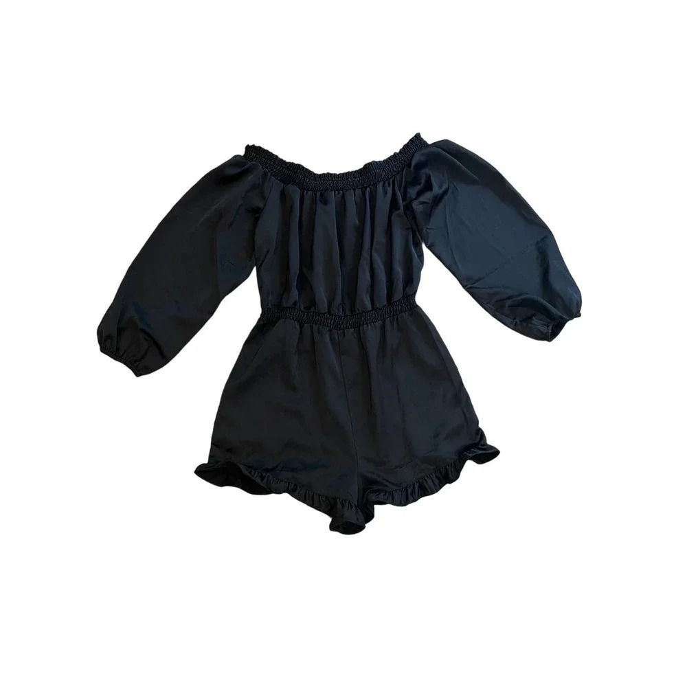 Bebe Off The Shoulder Ruffle Romper - Picture 3 of 8